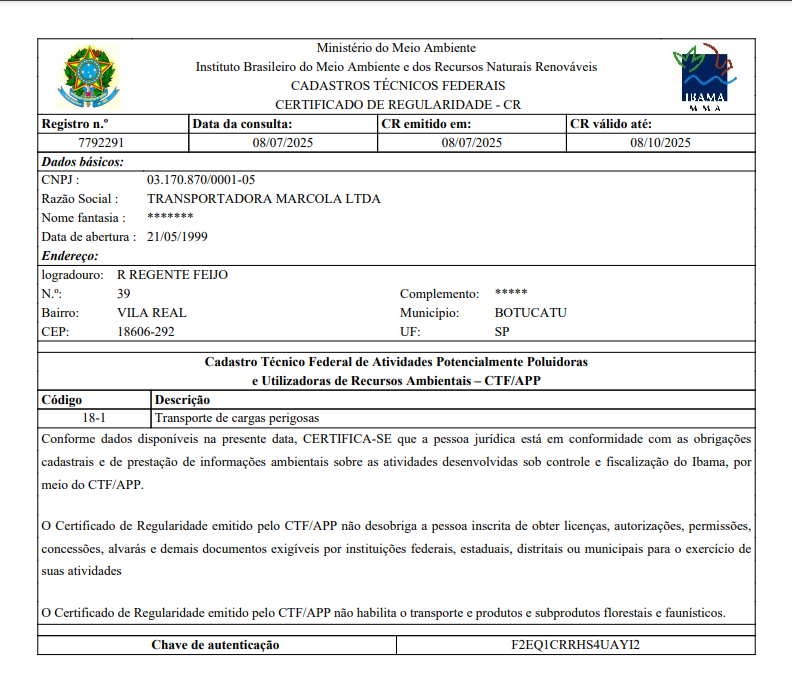 Alvara Certificado Ibama