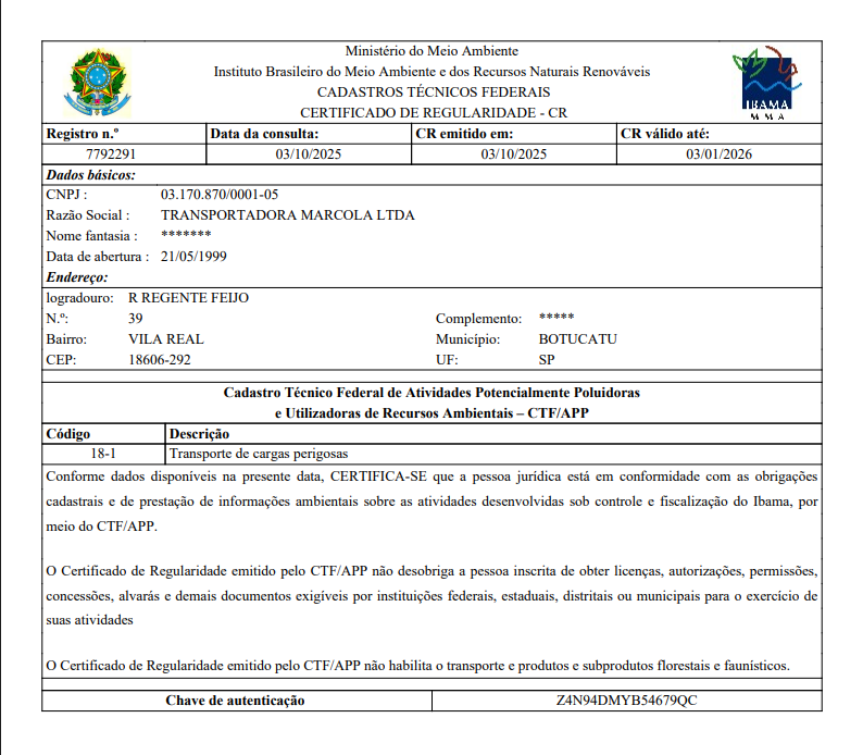 Alvara Certificado Ibama