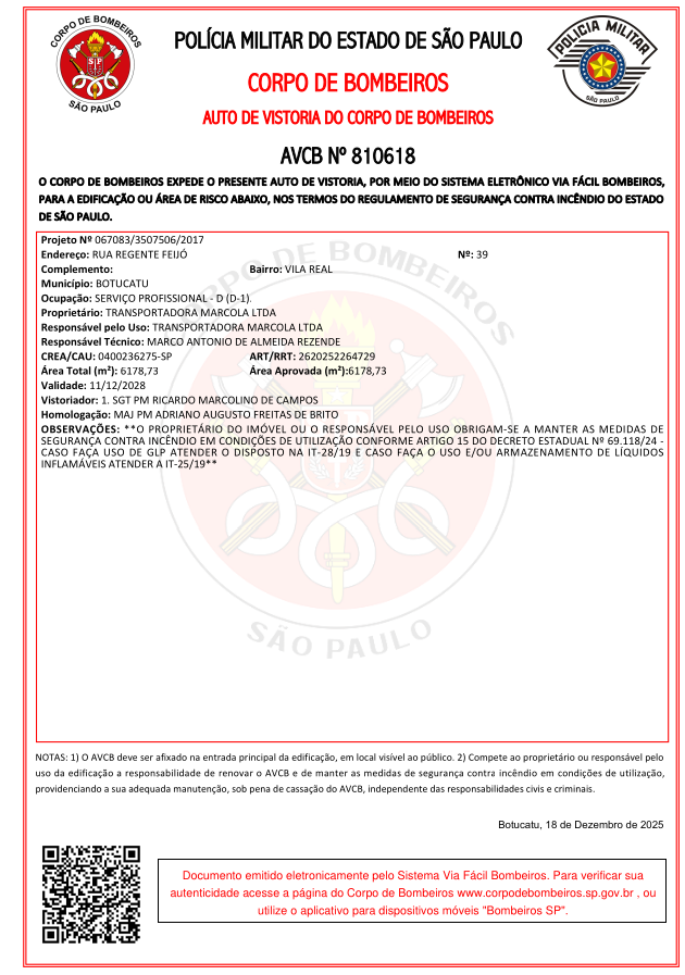 Alvara Bombeiro Marcola 2026