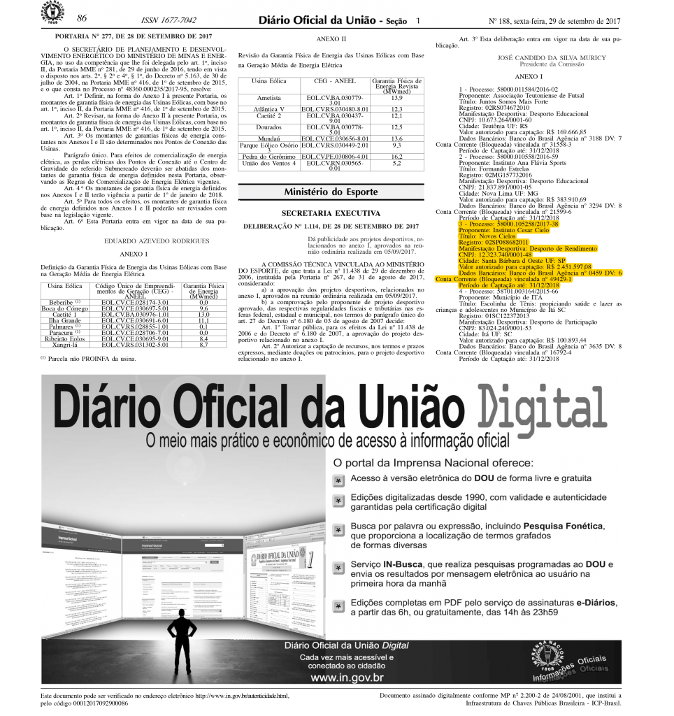 ANO V DO NOVOS CIELOS É APROVADO E ESTÁ ABERTA A CAPTAÇÃO DE RECURSOS ANO V DO NOVOS CIELOS É APROVADO E ESTÁ ABERTA A CAPTAÇÃO DE RECURSOS